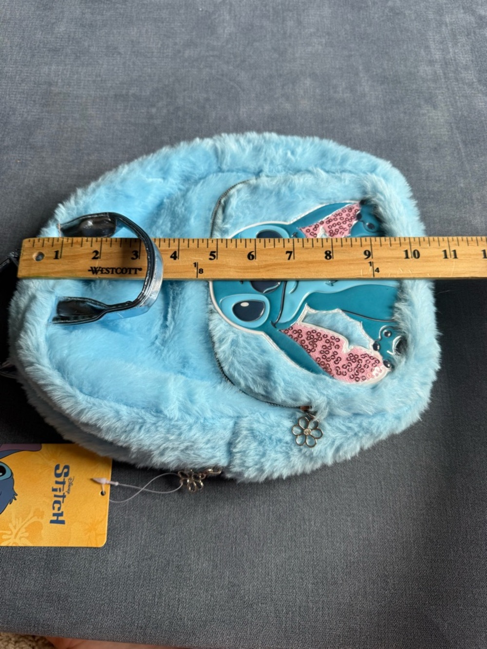 Lilo & Stitch Girls Faux Fur Mini Backpack Blue Character New Adjustable Pockets - Picture 7 of 8